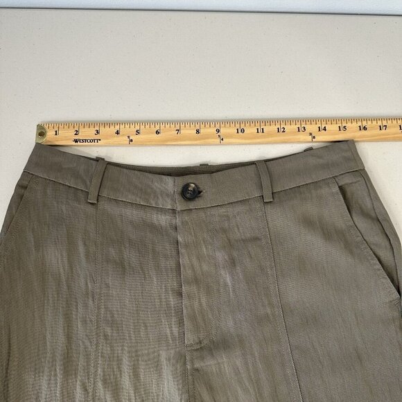 Zara Pleated Ankle Pants Size M Khaki Baggy - Picture 8 of 14